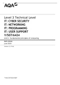 Level 3 Technical Level IT: CYBER SECURITY IT: NETWORKING IT: PROGRAMMING IT: USER SUPPORT Y/507/6424 Unit 1 Fundamental principles of computing Mark scheme