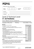 Level 3 Technical Level IT: NETWORKING Unit 6 Network security management Mark Scheme
