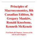 Principles of  Macroeconomics, 8th  Canadian Edition, 8e  Gregory Mankiw, Ronald Kneebone, Kenneth McKenzie (Test Bank)