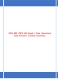 GEN 499 /GEN 499 Week 1 Quiz. Questions And Answers.  100% Correct
