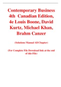 Contemporary Business 4th  Canadian Edition, 4e Louis Boone, David Kurtz, Michael Khan, Brahm Canzer (Solution Manual)