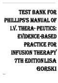 Test Bank for Phillips’s Manual of I.V. Therapeutics; Evidence-Based Practice for Infusion Therapy 7th Edition Lisa Gorski | Complete Guide A+