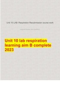 Unit 10 lab respiration learning aim B complete 2023 Unit 10: Biological molecules and Metabolic pathways Learning Aim B: Explore the effect of activity on respiration in humans and factors that can affect respiratory pathways Assignment Title: Factors af