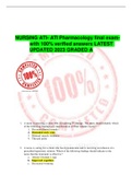 NURSING ATI- ATI Pharmacology final exam- with 100% verified answers LATEST UPDATED 2023 GRADED A