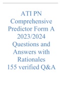 ATI PN Comprehensive Predictor Form A 2023/2024 Questions and Answers with Rationales  155 verified Q&A