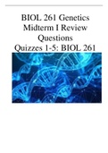 BIOL 261 Genetics Midterm I Review Questions, Quizzes 1-5 BIOL 261