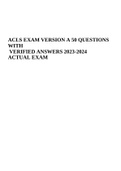 ACLS EXAM VERSION A 50 QUESTIONS WITH VERIFIED ANSWERS 2023-2024 ACTUAL EXAM.