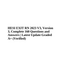 RN HESI EXIT 2023 V3 (Version 3) Test Bank | 160 Questions and Answers | Verified Graded A+ | 2023 RN HESI EXIT EXAM – V 1 (Version 1) Test Bank | RN HESI Exit V5 160 Questions and Answers and 2019 RN HESI EXIT V1 (Best Guide 2023/2024)