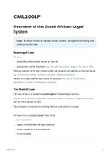 Summary: CML1001F Part A (Overview of the SA Legal System)