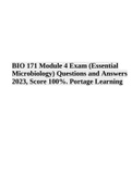 BIO 171 Module 4 Exam (Essential Microbiology) Questions and Answers 2023, Score 100%. Portage Learning