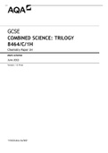 GCSE COMBINED SCIENCE: TRILOGY 8464/C/1H Chemistry Paper 1H