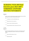 NURSING NUR 108 Final  EXAM Latest 2023 100%  VERIFIED ANSWERS SOUTH UNIVERSITY