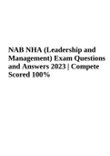 NAB NHA (Leadership and Management) Exam Questions and Answers 2023 | Compete Graded 100%.
