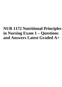 NUR 1172 Nutritional Principles in Nursing Exam 1 | Questions and Answers, Latest Graded 100%.
