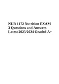 NUR 1172 Nutrition EXAM 3 | Questions and Answers Latest 2023/2024 Graded 100%