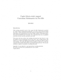 Maths for Pre-MSc - Capita Selecta 2014 Reader