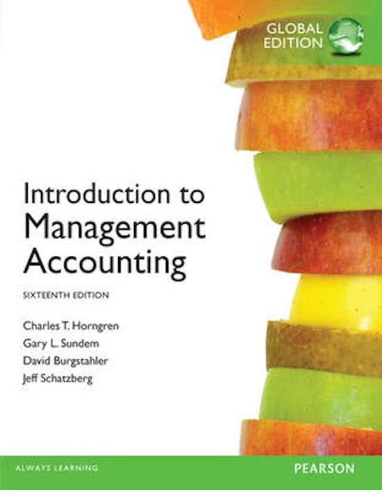 Book: Charles T. Horngren - Introduction to management accounting, summary Y2Q2