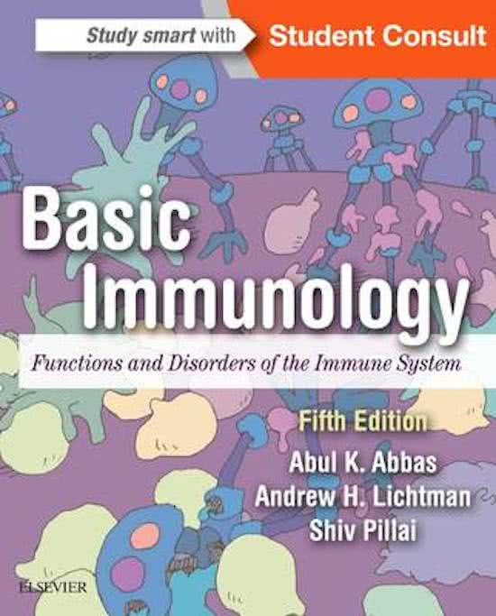 Basic Immunology-Functions and Disorders of the Immune System 7th Edition by Abul K. Abbas, Andrew H. Lichtman & Shiv Pillai - Complete, Elaborated and latest Test Bank- ALL Chapters 1-12 included 105 pages-Updated for 