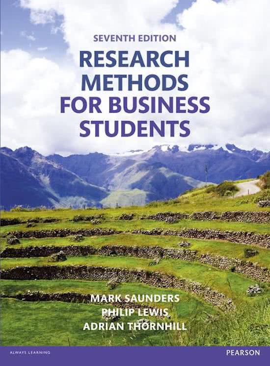 Book: Mark Saunders, Philip Lewis and Adrian Thornhill – Research methods for business students, summary Q3